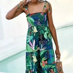 EUC FARM Rio Tropical Green Dress Sz XS